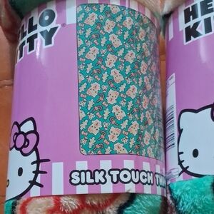 Hello Kitty Silk Touch Blanket - Pink and Green Floral